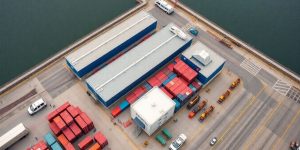 Aerial view of Ream Port Center for disaster relief.